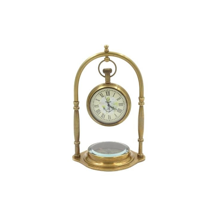 Námorné mosadzné hodiny s kompasom na podstavci NC1880