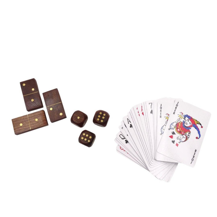 Sada 3 tradičných hier - Hra s kockou, Hracie karty, Domino - G365
