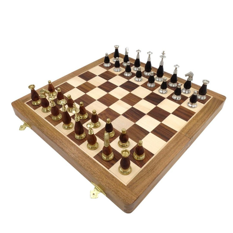 Exkluzívne mosadzné a drevené šachy G635