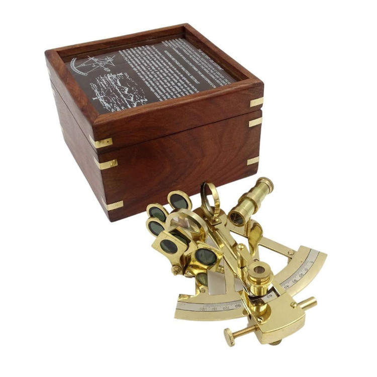 Mosadzný sextant v drevenej krabičke - NSWB