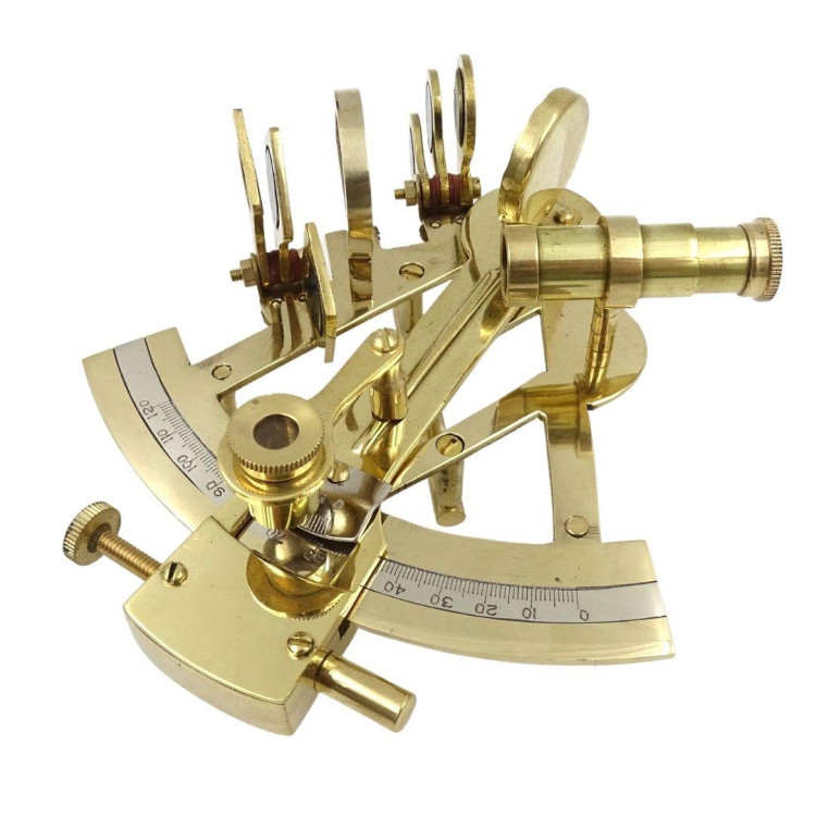 Mosadzný sextant v drevenej krabičke - NSWB