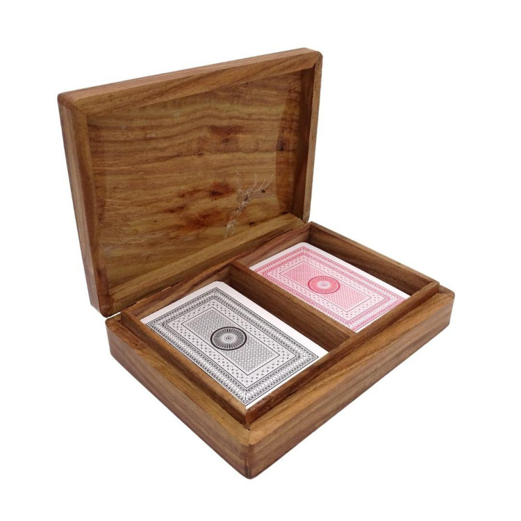 2 balíčky kariet v drevenej krabičke - WB111