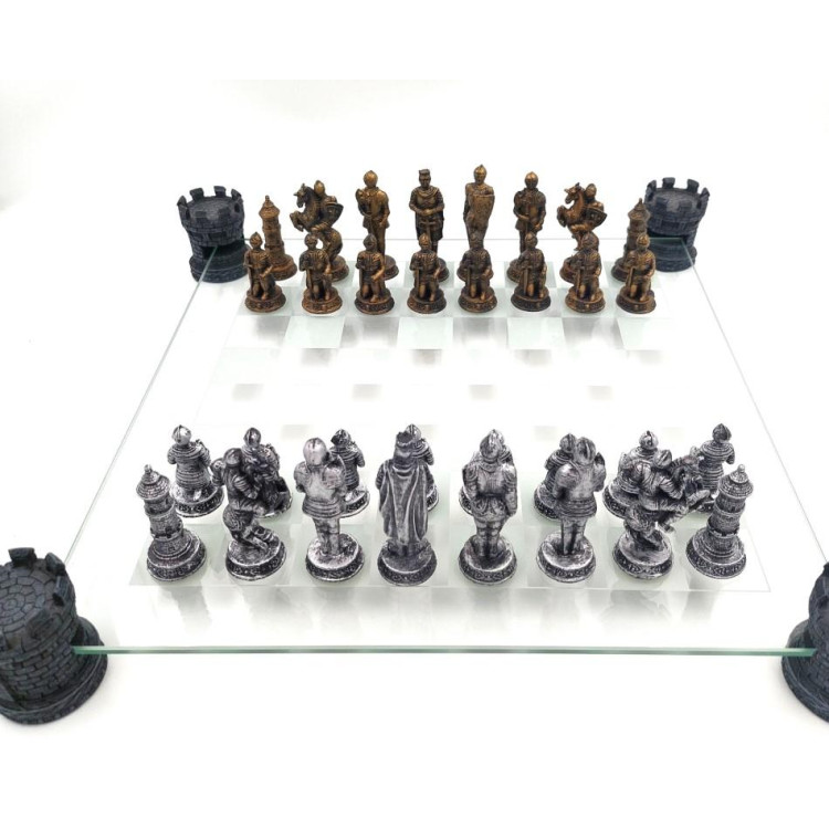 Rytierske šachy na skle - 42x42cm MC-6061