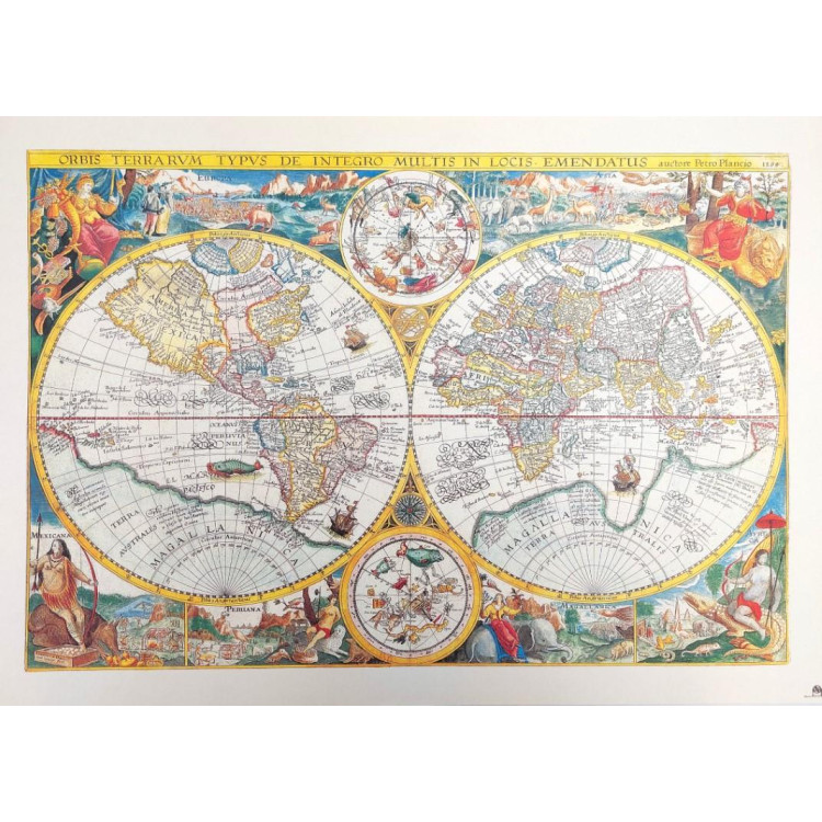 Mapa starého sveta - Orbis Terrarum dotlač - P. Plancius, 1594 M1594