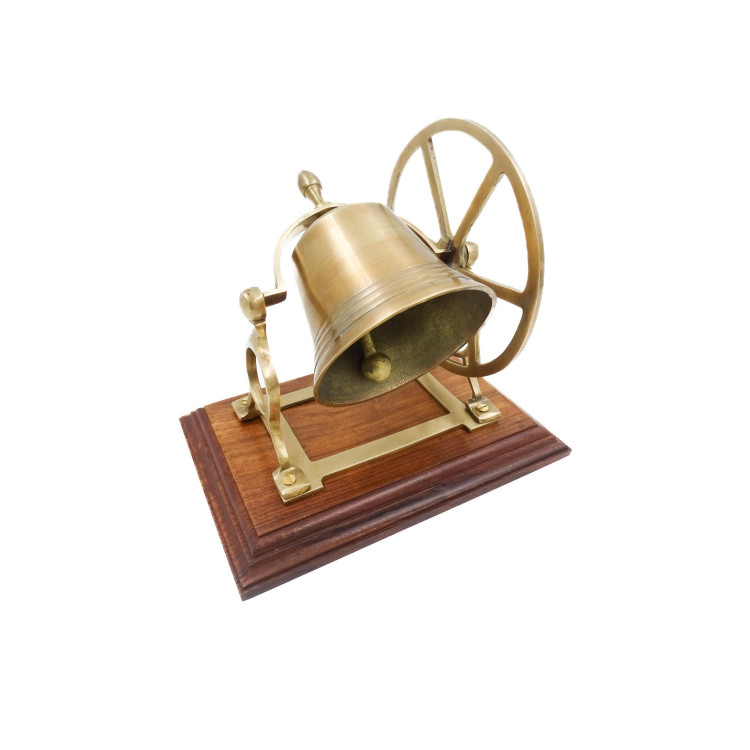 Mosadzný otočný zvonec na drevenom podstavci MX2677B