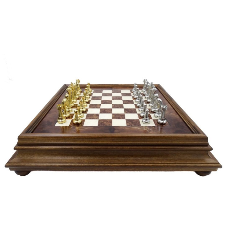 Veľká exkluzívna šachová súprava Italfama z pozláteného kovu 53x53 cm - N137