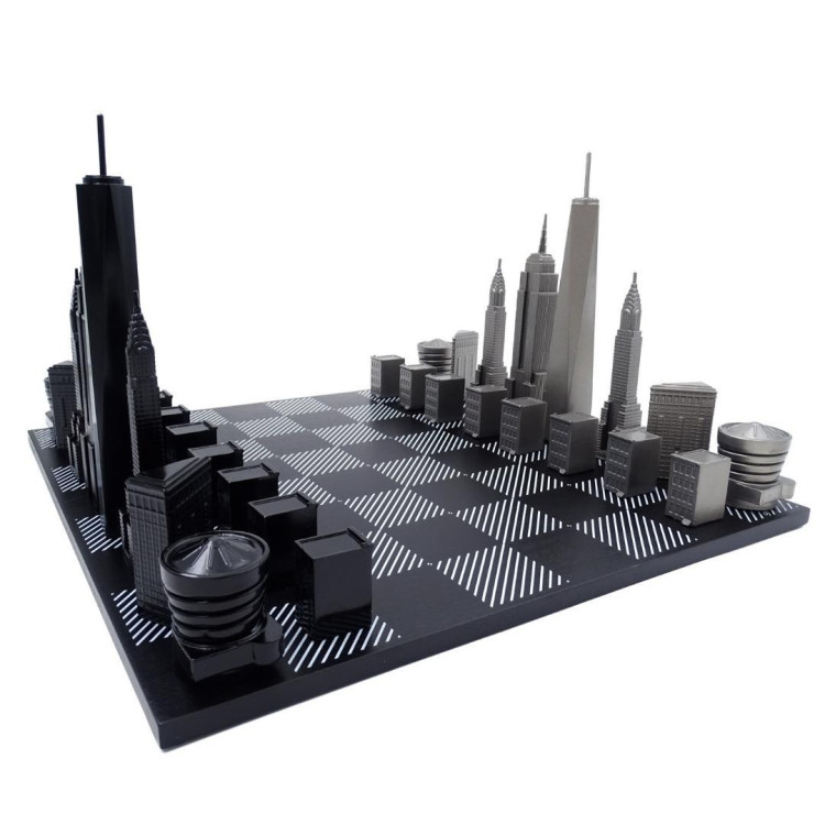 Exkluzívne dizajnérske šachy Skyline New York vyrobené z nehrdzavejúcej ocele - NY