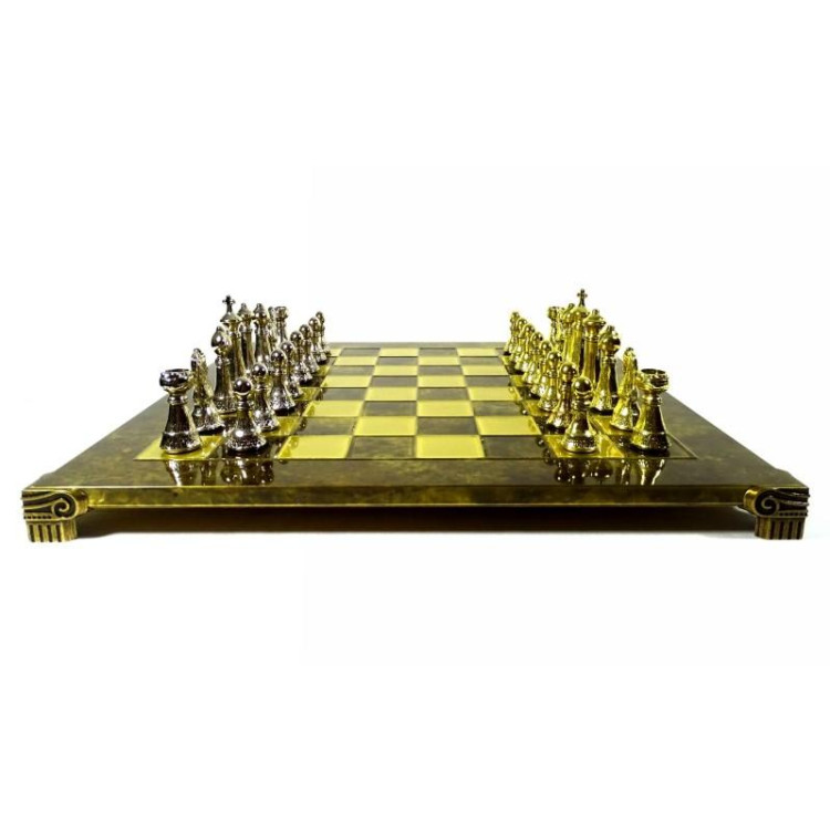 Exkluzívne veľké klasické kovové šachy Staunton S33, 44 x 44 cm