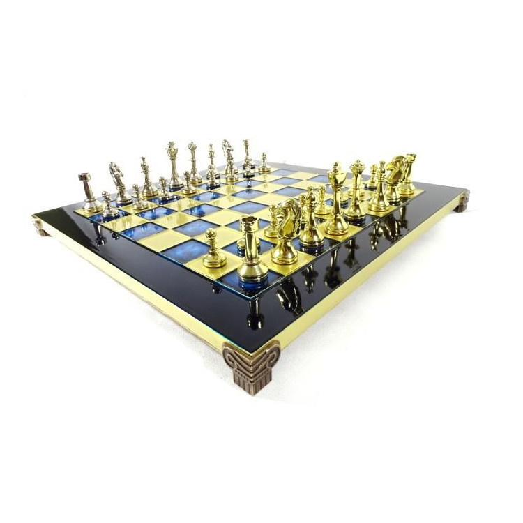 Exkluzívne veľké klasické kovové šachy Stauton S34, 36 x 36 cm