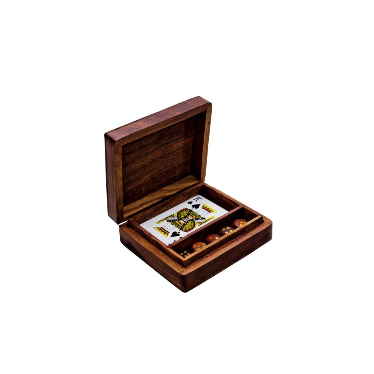 Kocky a balíček kariet v drevenej krabičke - WB114A
