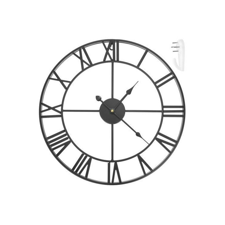 Retro nástenné hodiny čierne, 47 cm