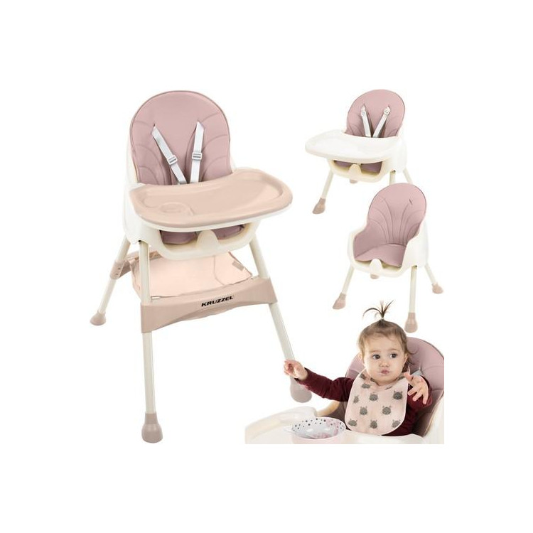 Detská stolička na kŕmenie KRUZZEL 3v1 - ružová