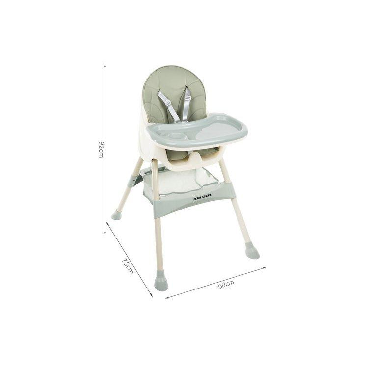 Detská stolička na kŕmenie KRUZZEL 3v1 - svetlozelená